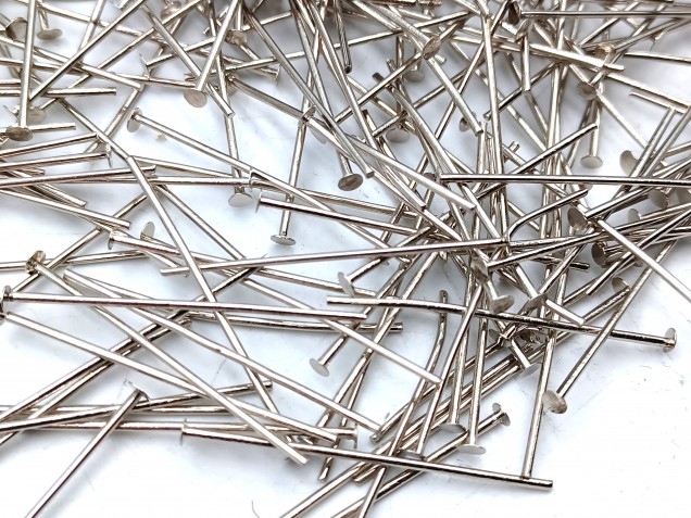 100 Nickel pins 30mm x 0.8mm with 2mm pin head