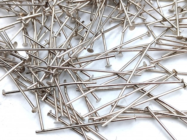 100 Nickel pins 30mm x 0.8mm with 2mm pin head