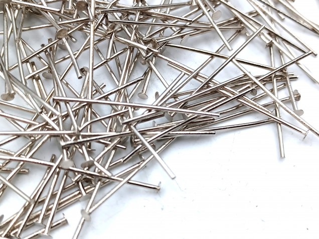 100 Nickel pins 30mm x 0.8mm with 2mm pin head