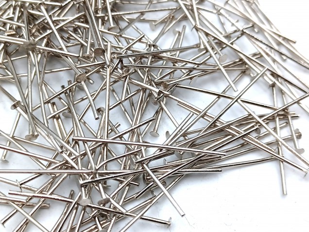 100 Nickel pins 30mm x 0.8mm with 2mm pin head