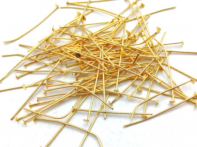 100 Brass pins 35mm x 0.8mm with 2mm pin head