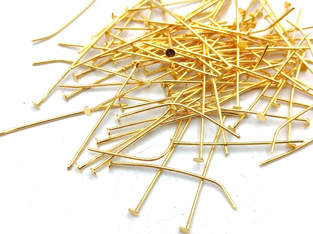 100 Brass pins 35mm x 0.8mm with 2mm pin head