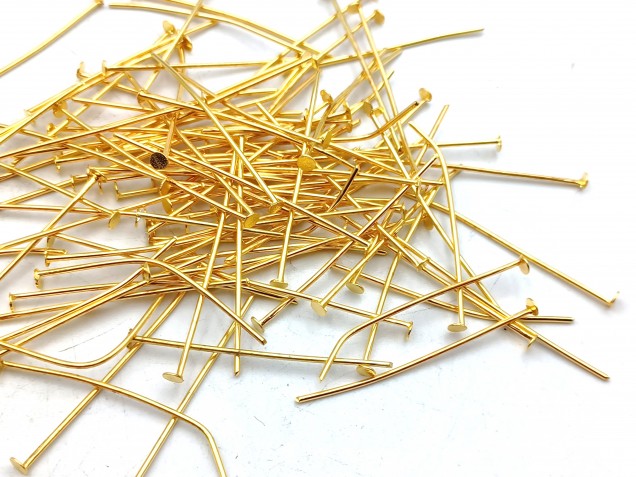 100 Brass pins 35mm x 0.8mm with 2mm pin head