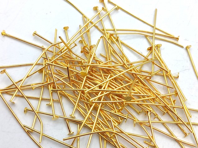 100 Brass pins 35mm x 0.8mm with 2mm pin head
