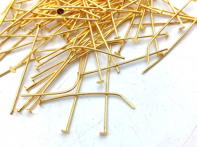 100 Brass pins 35mm x 0.8mm with 2mm pin head
