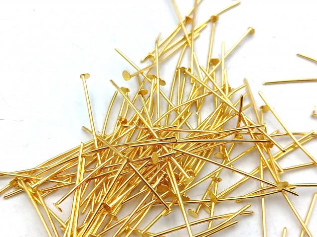 100 Brass pins 35mm x 0.8mm with 2mm pin head