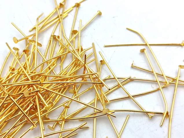 100 Brass pins 35mm x 0.8mm with 2mm pin head