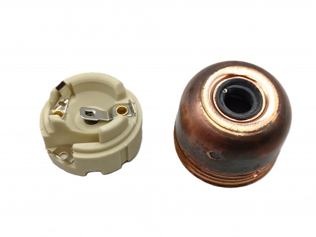 ES E27 Bulb lamp Holder 3 Part Plus Shade Rings In Antique Plated Copper