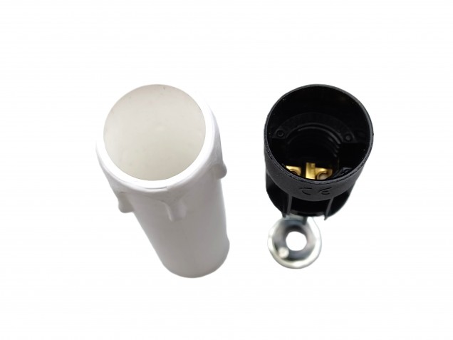 White drip plastic candle cover and E14 lamp holder 100mm x 24mm wide