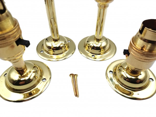 Brass Switched B22 Pedestal Lamp Holder With 65mm DOME BASE Plus Screws  4 Height Options