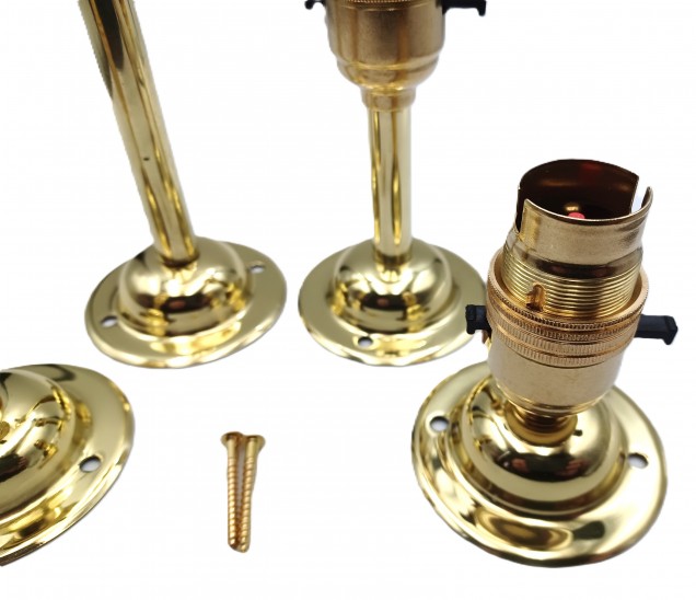 Brass Switched B22 Pedestal Lamp Holder With 65mm DOME BASE Plus Screws  4 Height Options