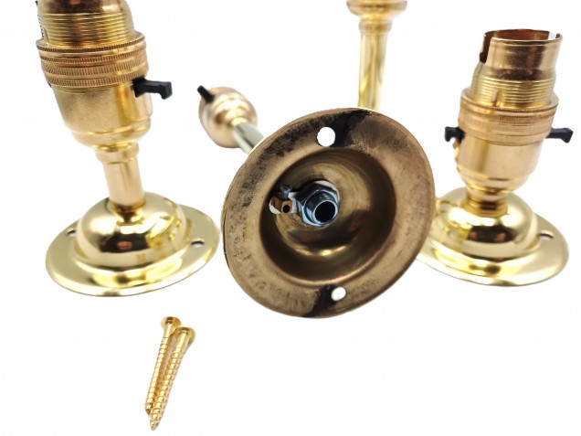 Brass Switched B22 Pedestal Lamp Holder With 65mm DOME BASE Plus Screws  4 Height Options