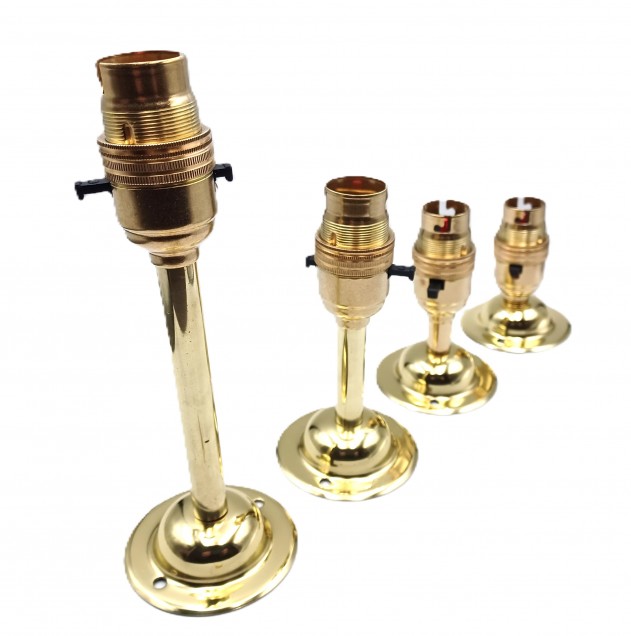 Brass Switched B22 Pedestal Lamp Holder With 65mm DOME BASE Plus Screws  4 Height Options