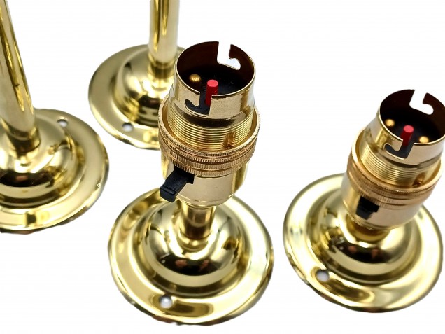 Brass Switched B22 Pedestal Lamp Holder With 65mm DOME BASE Plus Screws  4 Height Options