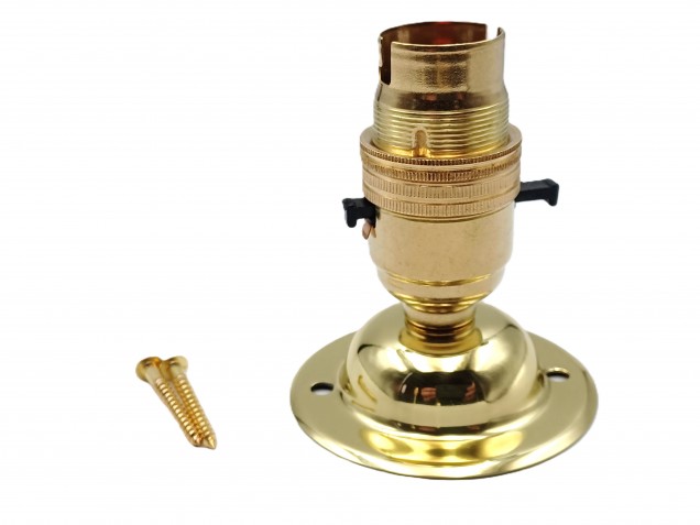 Brass Switched B22 Pedestal Lamp Holder With 65mm DOME BASE Plus Screws  4 Height Options