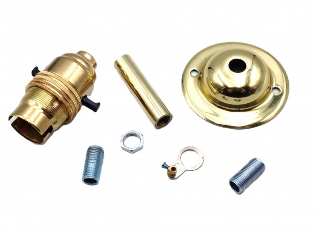 Brass Switched B22 Pedestal Lamp Holder With 65mm DOME BASE Plus Screws  4 Height Options