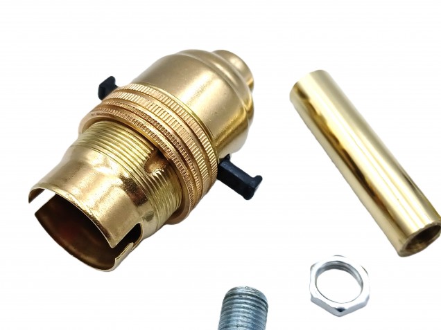 Brass Switched B22 Pedestal Lamp Holder With 65mm DOME BASE Plus Screws  4 Height Options