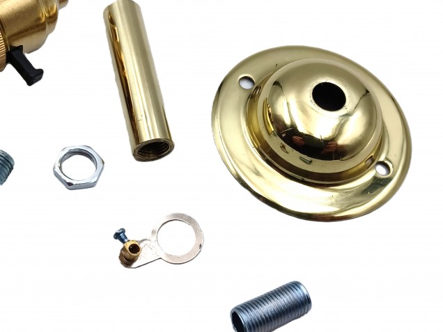 Brass Switched B22 Pedestal Lamp Holder With 65mm DOME BASE Plus Screws  4 Height Options