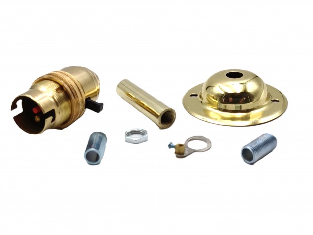 Brass Switched B22 Pedestal Lamp Holder With 65mm DOME BASE Plus Screws  4 Height Options