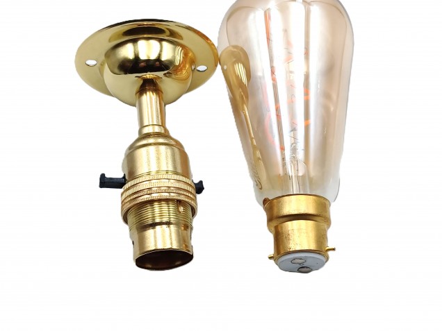 Brass Switched B22 Pedestal Lamp Holder With 65mm DOME BASE Plus Screws  4 Height Options