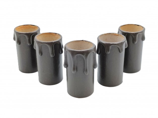 5 Chandelier Candle Tubes brown drip Card 55mm x 26mm  