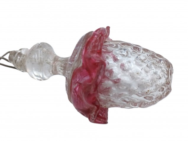 Antique Murano red and clear chandelier drop and hoop