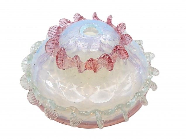 Murano milky blue and pink glass chandelier bottom bowl Circa 1890