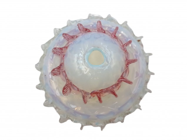 Murano milky blue and pink glass chandelier bottom bowl Circa 1890