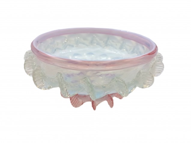 Murano milky blue and pink glass chandelier bottom bowl Circa 1890