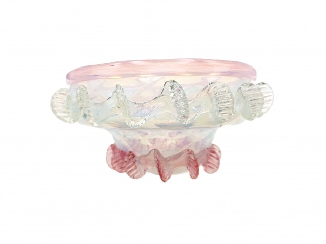 Murano milky blue and pink glass chandelier bottom bowl Circa 1890