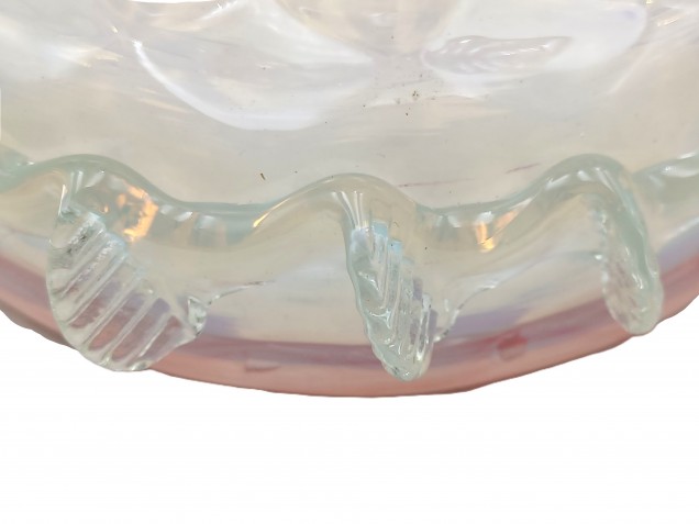 Murano milky blue and pink glass chandelier bottom bowl Circa 1890