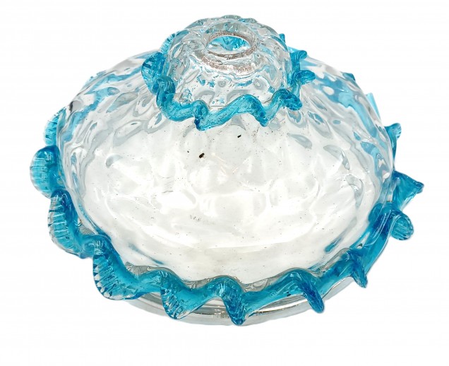 Murano light blue clear glass chandelier bottom bowl Circa 1890