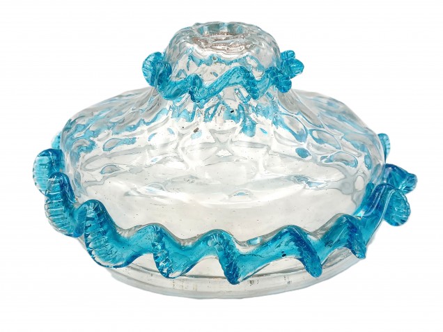 Murano light blue clear glass chandelier bottom bowl Circa 1890