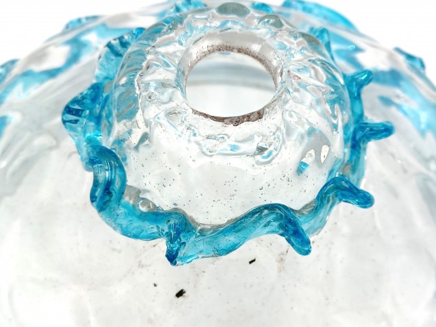 Murano light blue clear glass chandelier bottom bowl Circa 1890