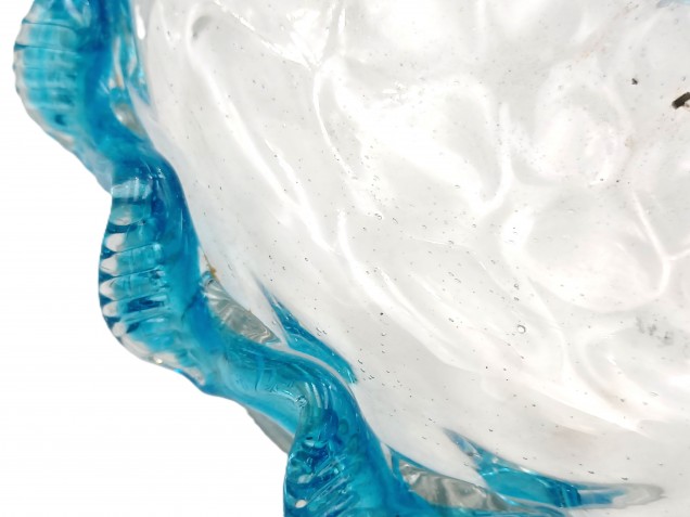Murano light blue clear glass chandelier bottom bowl Circa 1890