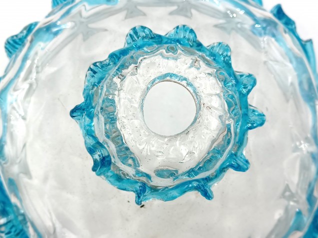 Murano light blue clear glass chandelier bottom bowl Circa 1890