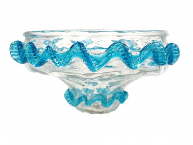 Murano light blue clear glass chandelier bottom bowl Circa 1890