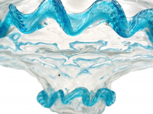 Murano light blue clear glass chandelier bottom bowl Circa 1890