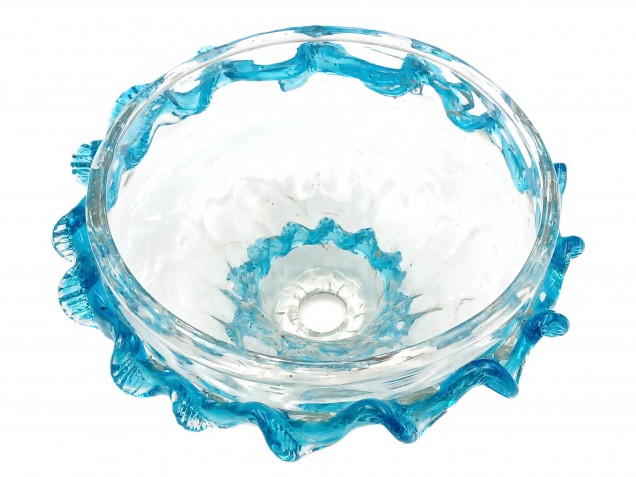 Murano light blue clear glass chandelier bottom bowl Circa 1890