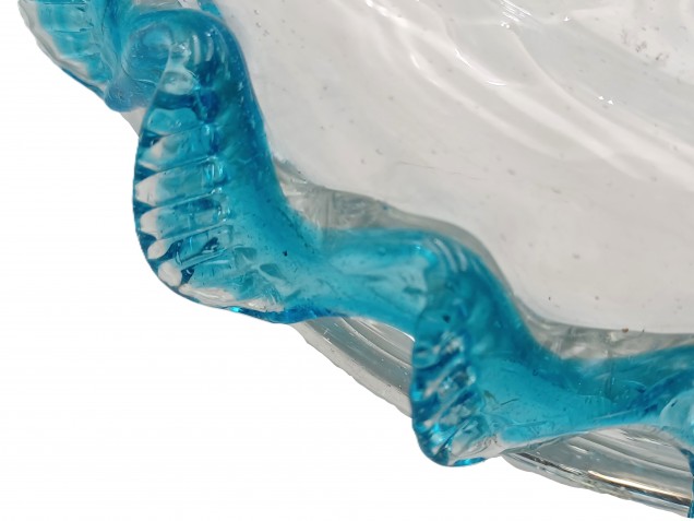 Murano light blue clear glass chandelier bottom bowl Circa 1890