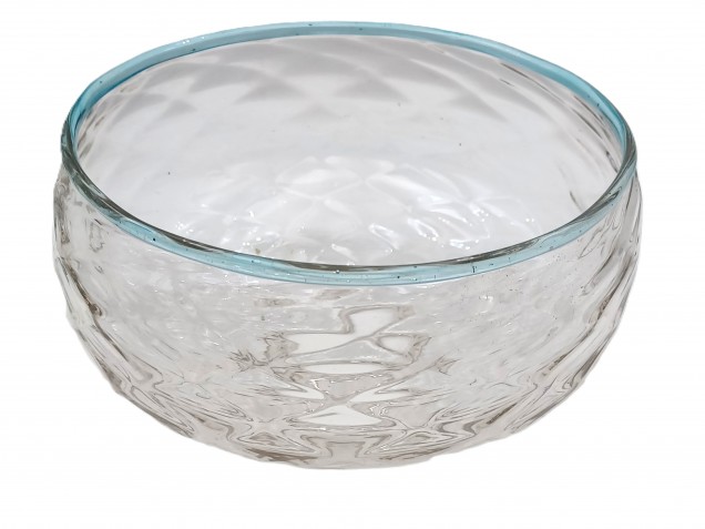 Murano light blue rim clear glass chandelier bottom bowl Circa 1890