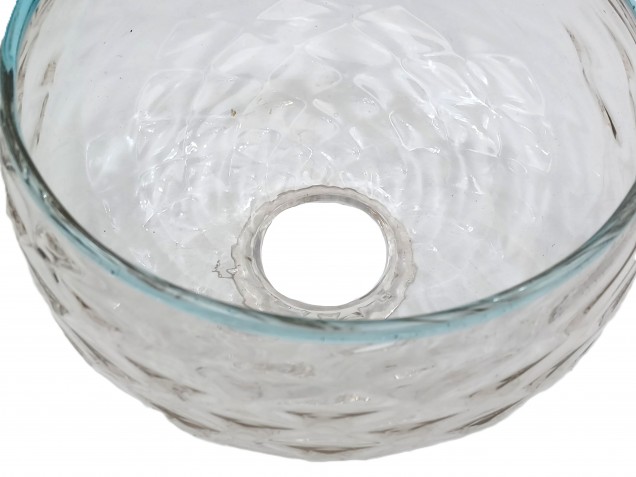 Murano light blue rim clear glass chandelier bottom bowl Circa 1890