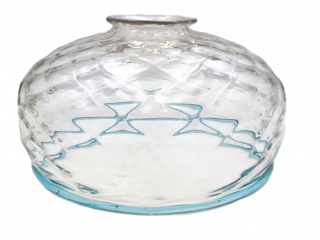 Murano light blue rim clear glass chandelier bottom bowl Circa 1890