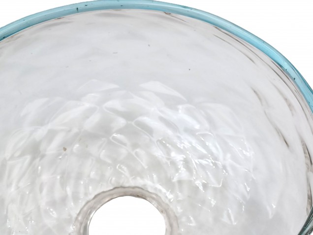 Murano light blue rim clear glass chandelier bottom bowl Circa 1890