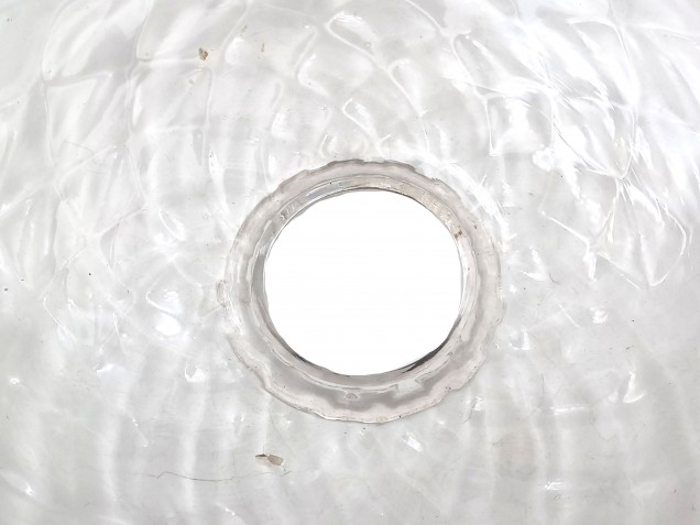 Murano light blue rim clear glass chandelier bottom bowl Circa 1890