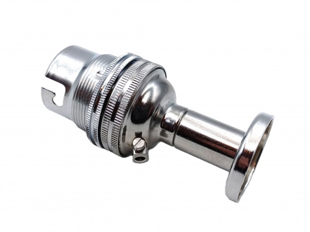 Unswitched pedestal lamp holder chrome B22 large bayonet cap 2 sizes