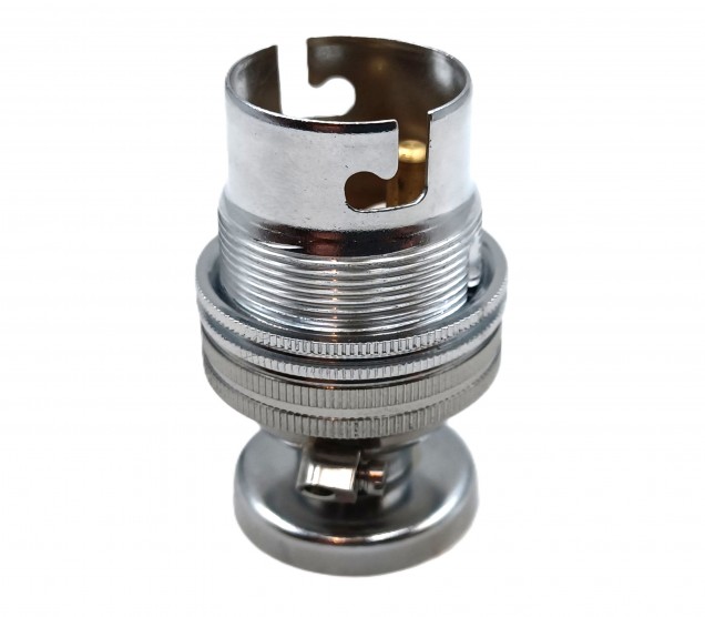 Unswitched pedestal lamp holder chrome B22 large bayonet cap 2 sizes