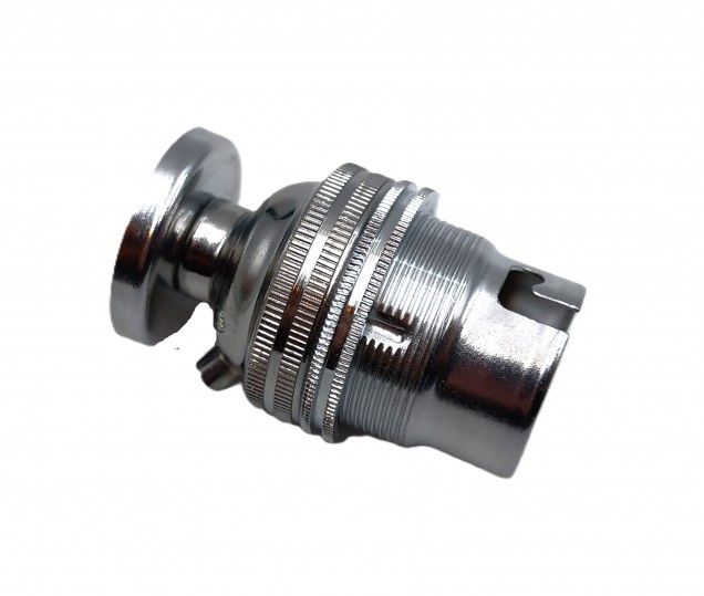 Unswitched pedestal lamp holder chrome B22 large bayonet cap 2 sizes