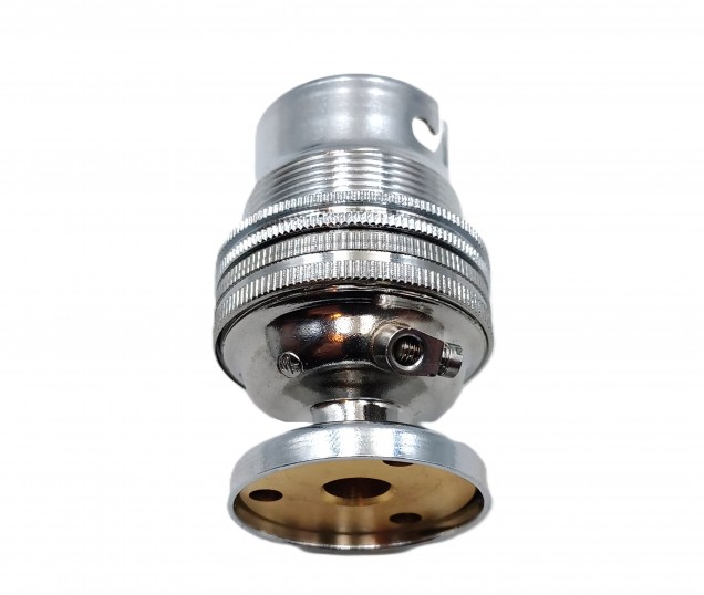 Unswitched pedestal lamp holder chrome B22 large bayonet cap 2 sizes