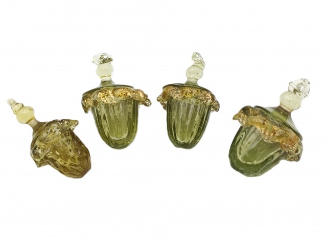 4 Murano green glass chandelier lantern drops Circa 1890